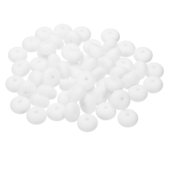 14mm Silicone Beads,80PCS Silicone Beads Bulk Abacus Spacer Beads Lentil Focal Cute for Pens Keychain, White