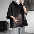 thumbnail image 5 of Mens High Quality Summer Half Sleeve Hooded T-shirt Korean Drawstring Pullover, 5 of 11