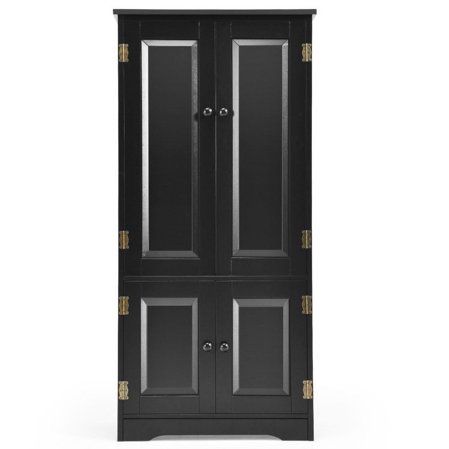 Demi Bonn 49" Accent Floor Storage Cabinet, 2-Door Bathroom Cabinet, Pantry Cabinet with Adjustable Shelves, Black