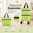 thumbnail image 5 of 2-in-1 Foldable Rolling Shopping Tote, Collapsible Grocery Cart with Wheels, 50L Large Capacity Reusable Shopping Bag with Adjustable Handle for Grocery, Laundry, Travel, Market, 1PC Red, 5 of 7