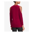 thumbnail image 2 of RALPH LAUREN Womens Purple Cold Shoulder  Velvet Long Sleeve Keyhole Blouse L, 2 of 5