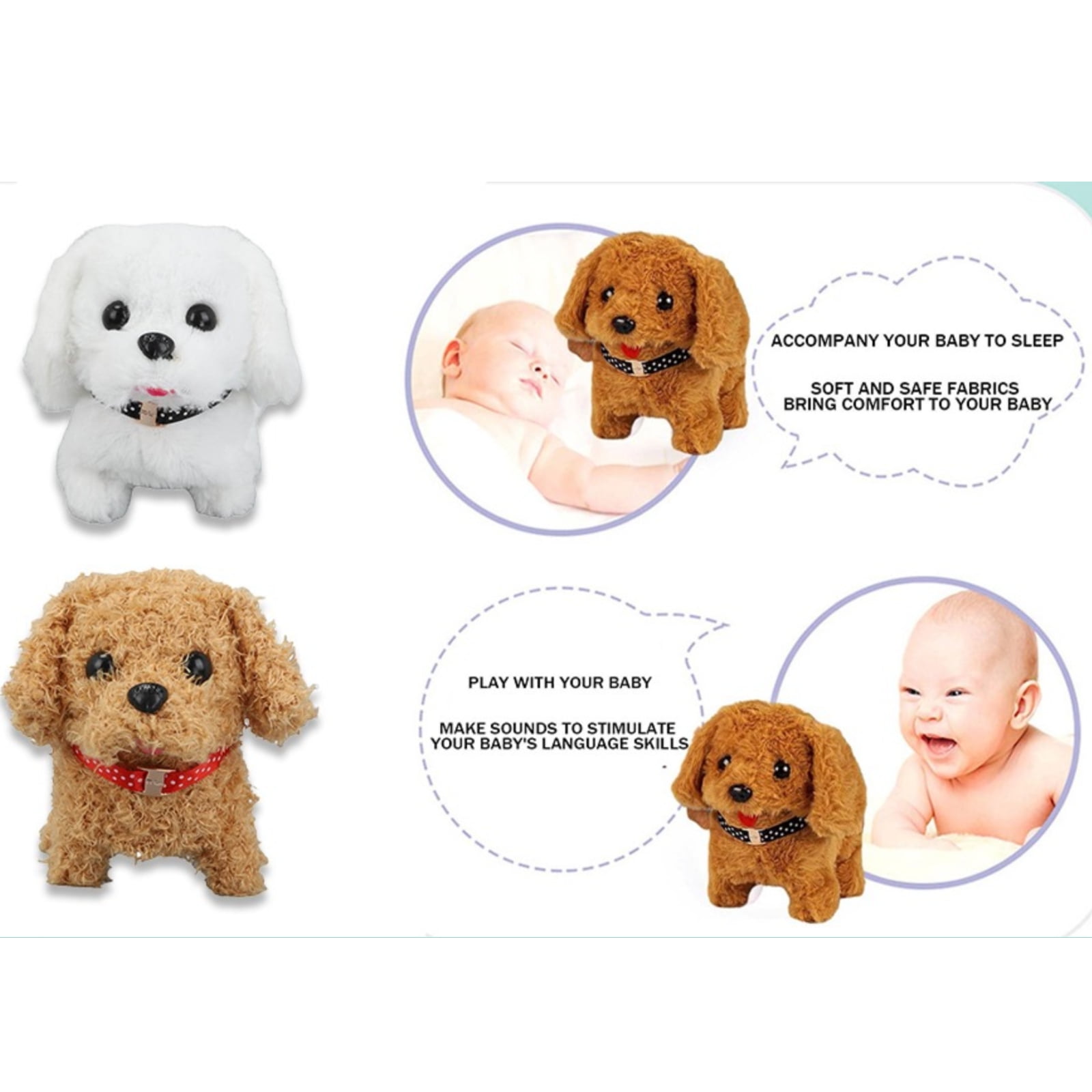 Robot Dog Plush Toy Puppy Electronic Interactive Dog - Walking, Barking,Tail Wagging,Realistic Robot Puppy,Stretching Companion Animal for Kids Toddlers,Brown (Ages 3-6)