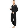 thumbnail image 2 of MoFiz Men's Bamboo Pajamas Set Long Sleeve V-Neck Top and Pants with Pockets Loungewear 2-Piece for Men, 2 of 6