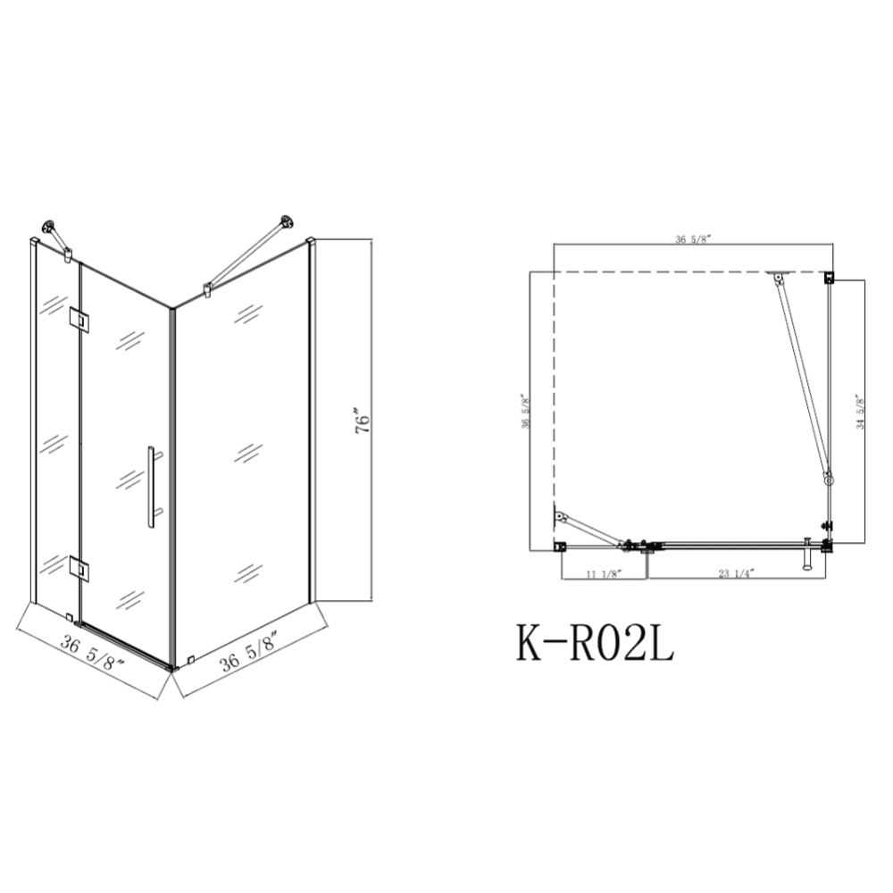 Kepooman 38W x 38D x 76Shower Doors, FramelessGlass Enclosure Hinged Bathtub Door for Hotel Kepooman 38W x 38D x 76Shower Doors, FramelessGlass Enclosure Hinged Bathtub Door for Hotel