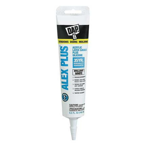 DAP Alex Plus Acrylic Latex Caulk Plus Silicone, White 5.5 OZ Walmart