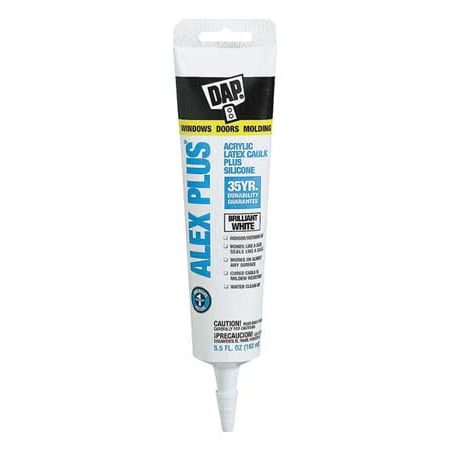 DAP Alex Plus Acrylic Latex Caulk Plus Silicone, White 5.5 OZ