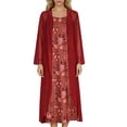 thumbnail image 6 of BRGZLK Women's Summer Dresses 2 Piece Outfit V-Neck Floral Print Long Sleeve Breathable Loose Comfortable Beach Cover-Up Dress Maxi Dresses Red 4XL, 6 of 6