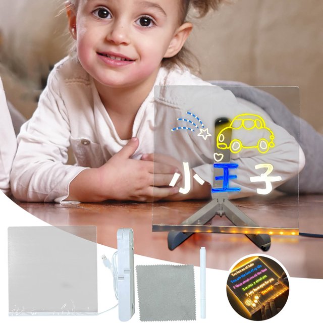 Ganfancp Marcadores Acrílicos Brillantes Pizarra Acrílica con Soporte Led Transparente Escritorio Nota Memo Regalo de Navidad 2Ml Liquidación Ventas Hoy Ofertas Prime 1 Bloc de Notas 1 Bolígrafo Blan