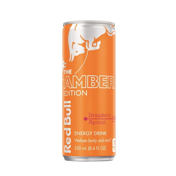 Red Bull Amber Edition Energy Drink, Strawberry Apricot, 80mg Caffeine, 8.4 fl. oz. Can