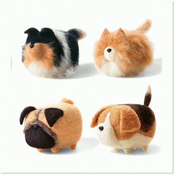"Crafty Paws Needle Felting Kit - Beginner 4 Pack with 1.6"x3.2" Needles, Guards, Foam Mat, and Handbook for Dog Face Designs"