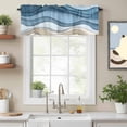 thumbnail image 2 of Blue Ombre Valance Curtain Abstract Stripe Ocean Wave Geometric Modern Art Window Valances Rod Pocket Short Curtains Window Treatments for Kitchen Bedroom Bathroom Laundry 60" x 14", 2 of 9