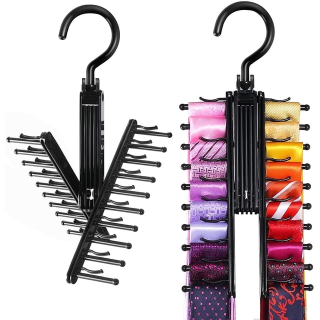 uds 20 soporte para estante de corbatas, giratorio para abrir/cerrar corbata y colgador de cinturón con Clips antideslizantes, organizador giratorio de 360 grados para ahorrar espacio