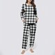 thumbnail image 1 of Conjunto de top y pantalones de poliéster con bolsillos largos y estampado de cuello redondo informal para mujer, 1 of 5