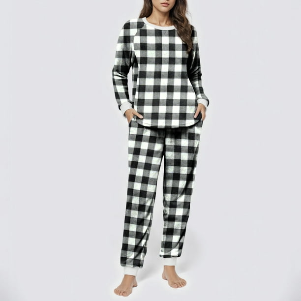 Conjunto de top y pantalones de poliéster con bolsillos largos y estampado de cuello redondo informal para mujer