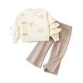 thumbnail image 4 of OGLCCG Girls 2 Piece Outfit Winter Long Sleeve Knitted Sweaters and Wide Leg Pants Kids Girl Clothing Sets,Size 1-8, 4 of 5