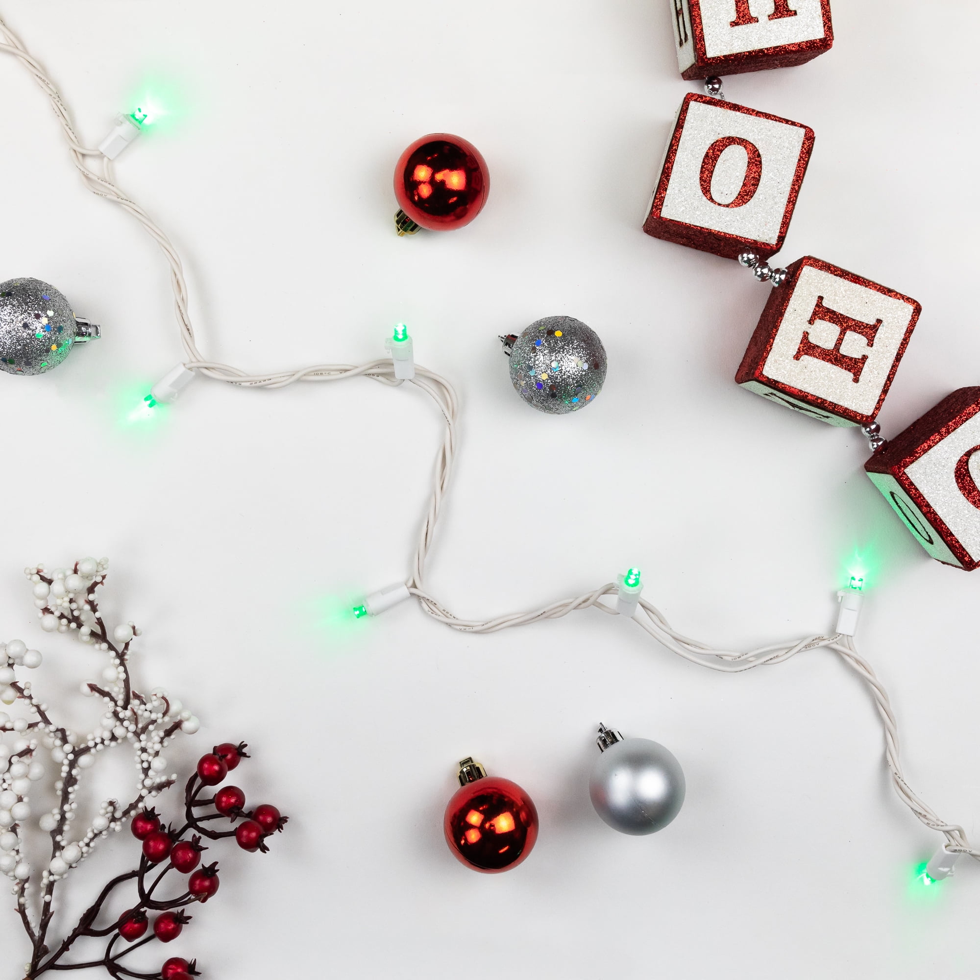 Set of 50 Green LED Wide Angle Christmas Lights