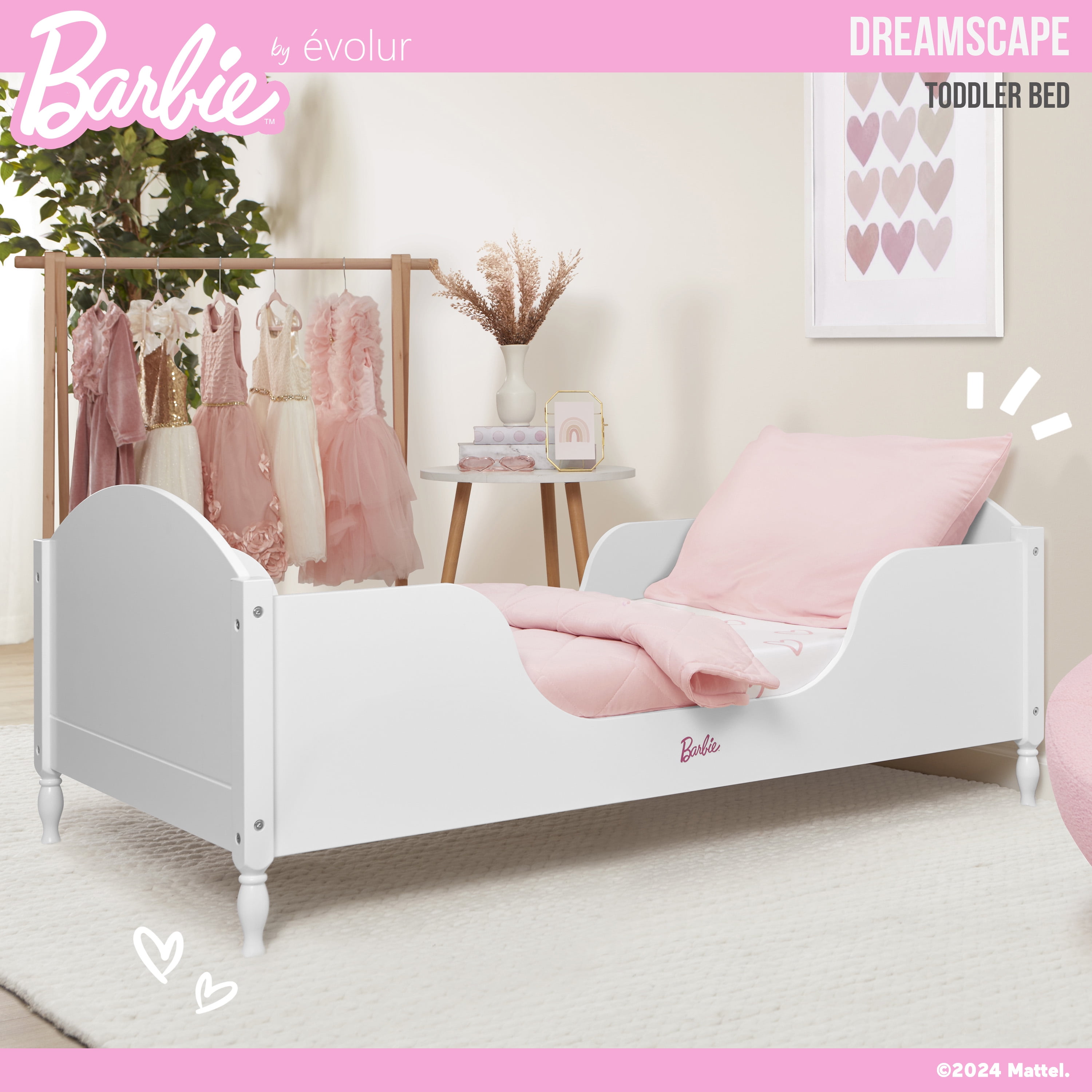 Evolur Barbie Dreamscape Toddler Bed in White
