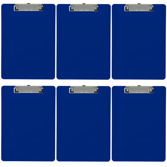 Trade Quest Plastic Clipboard Opaque Color Letter Size Low Profile Clip (Pack of 6) (Dark Blue)