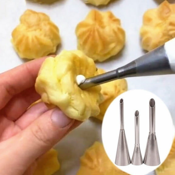 Huayishang Kitchen Fork Puff Cream Mouth 3-Piece Set 3Pcs Baking Tools 5Mm/6Mm/8Mm, Kitchen Essentials Clearance Sale Silver