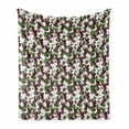 thumbnail image 1 of Fruits Soft Flannel Fleece Throw Blanket, Summer Illustration of Grapes and Leaves on Its Branches Hanging, Cozy Plush for Indoor and Outdoor Use, 50" x 60", Raspberry and Reseda Green, by Ambesonne, 1 of 6