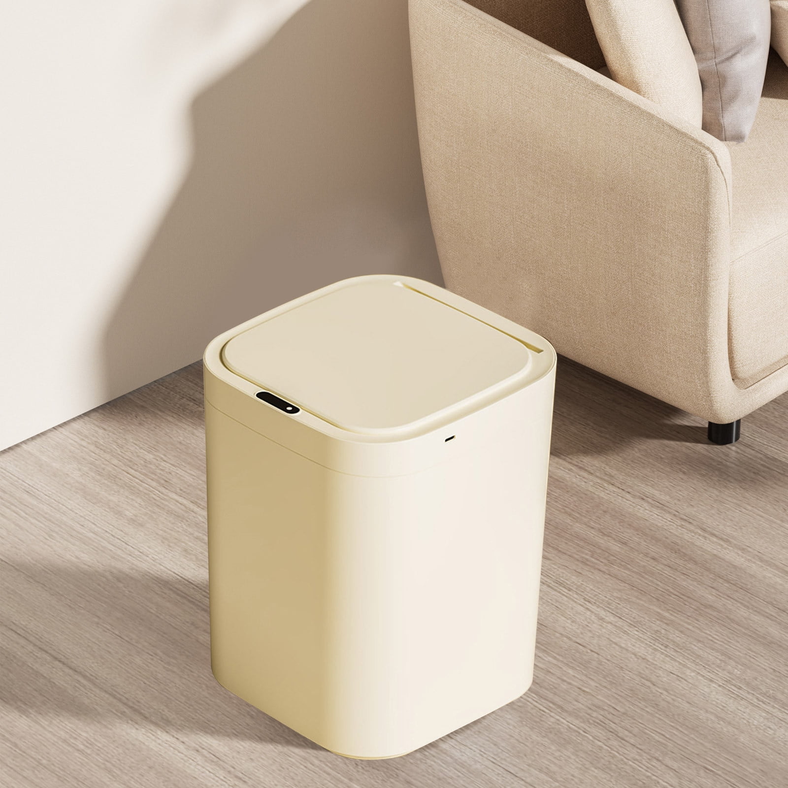 Hvmvliv Automatic Trash Can Smart Trash Can Kitchen Bathroom Touchless Trash Can Sensor Garbage Can With Lid Trash Bin For Bedroom, Office Beige