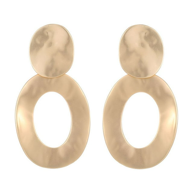 Pendientes de clip con diseño geométrico de oro mate y plata para mujer y niña