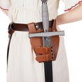 thumbnail image 3 of Disfraz Medieval de rana de cuero LARP, accesorio vikingo, estoque, cinturón de caballero, soporte para cuchilla, pirata asesino para adulto Marrón2, 3 of 8