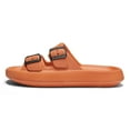 thumbnail image 3 of Double Buckle Sandals Adjustable for Women Men Flat Sandals Pillow Cloud Slippers Comfort Slide Waterproof Slip-on Shower Shoes Seaside Orange 44-45, 3 of 7