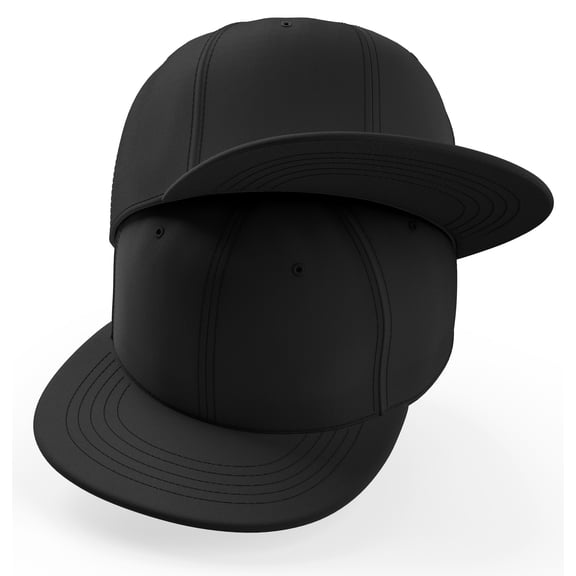 Daxton Classic Blank Snapback Flat Bill Visor Hat Cap Adjustable Back - Black,Black