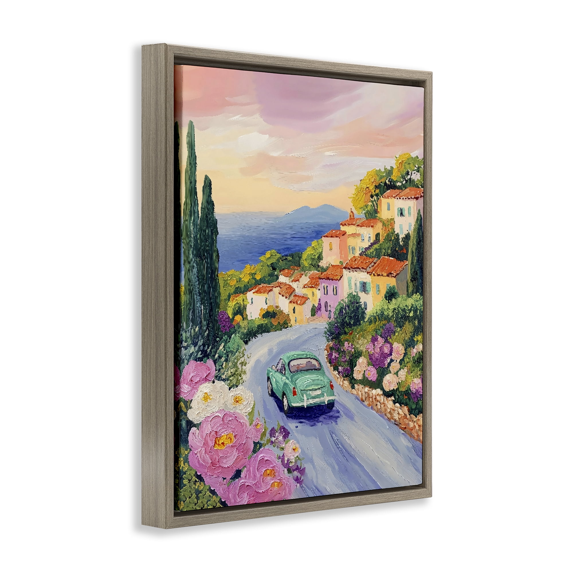 Stupell Industries Driving Along The Coast Brown Framed Floater Canvas Wall Art, design by The Prints Vibe