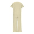 thumbnail image 6 of Yeaiivve Womens Lounge Sweatsuit Sets Oversized Short Sleeve Tops and Drawstring Long Pants 2 Piece Matching Set Beige XL, 6 of 8