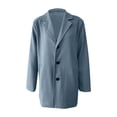 thumbnail image 4 of jtjvou Women's Peacoat Long Single-breast Faux Wool Jacket Fall Winter Clothes Classic Trench Coats Notch Lapel Pea Coat Blue S, 4 of 4
