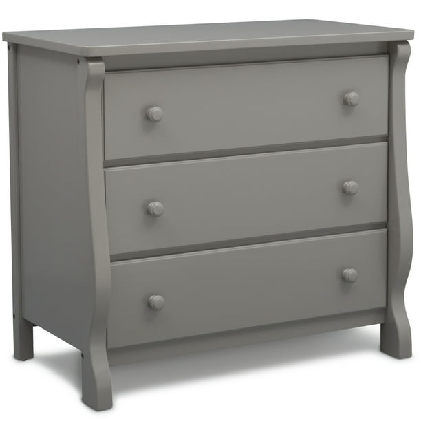 Delta Children Universal 3 Drawer Dresser, Greenguard Gold Certified, Grey