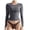 Gray, variant on AXXD Black Basic Blouses for Women Summer 2024 Long-Sleeved Solid Color Navel-Baring Neck T-Shirt Bottoming Top