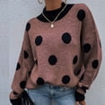 thumbnail image 1 of Chandail Tricoté à Pois Col Rond pour Femmes Mode Chandail Tricoté Haut Blouse, 1 of 5