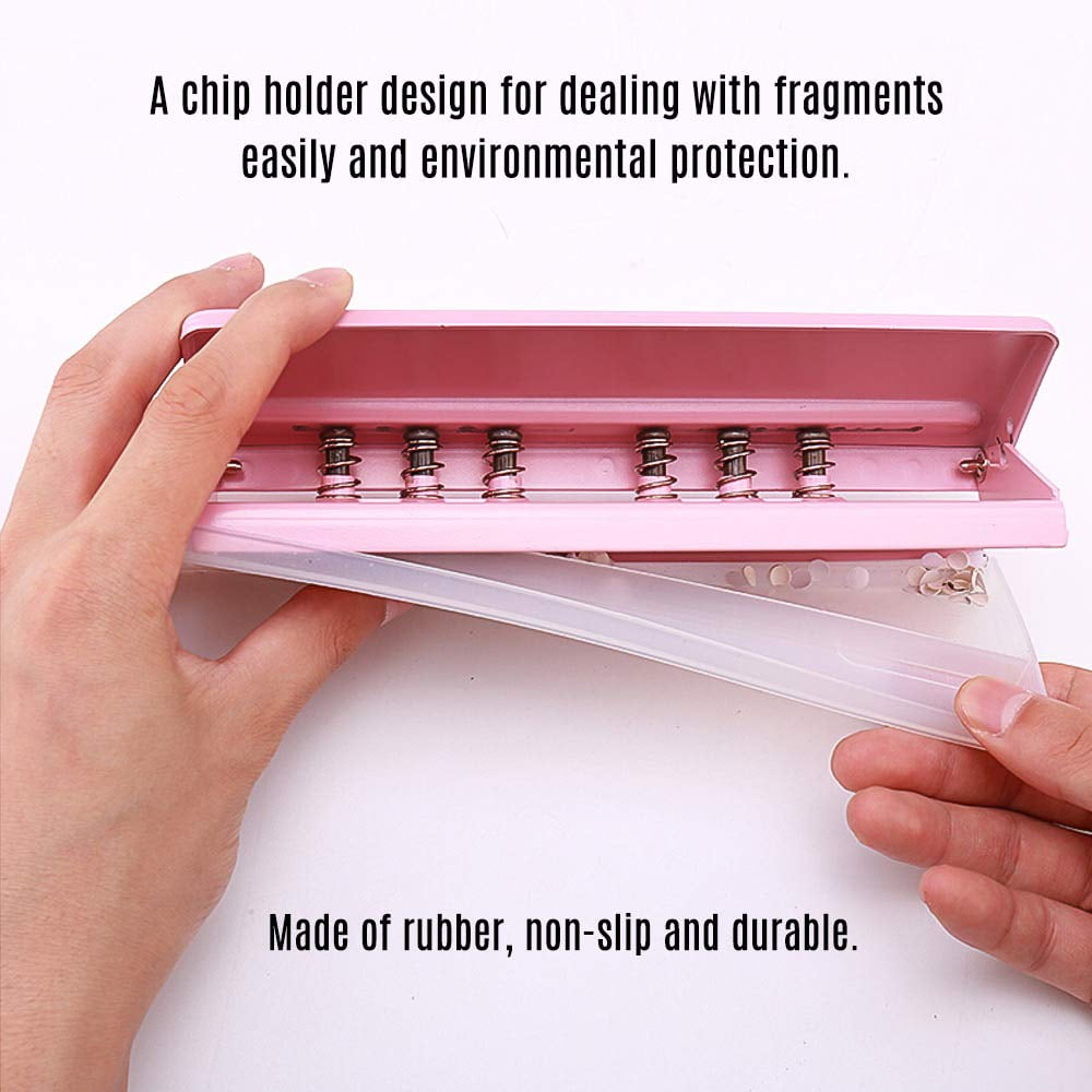 ABPETE Adjustable 6-Hole Desktop Punch, Puncher for A4 A5 A6 B7 Dairy Planner Organizer Six Ring Binder with 6 Sheet Capacity