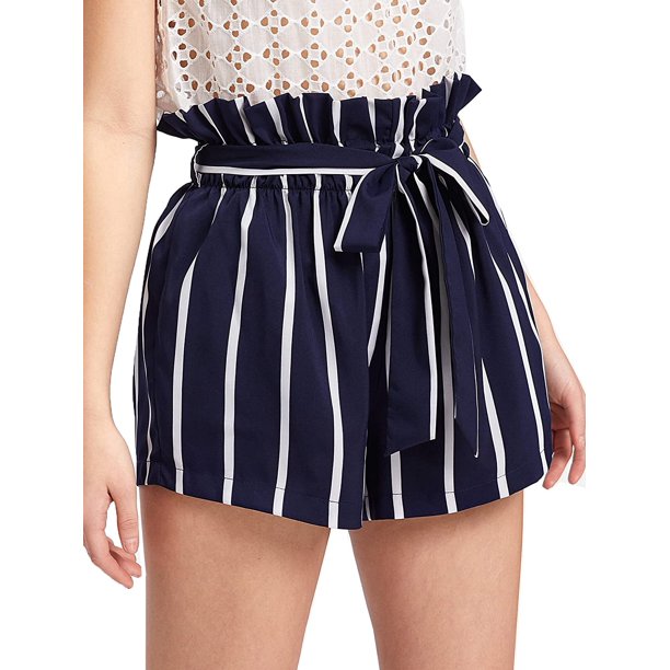 Pantalones cortos de playa de verano a rayas con cintura elástica informal para mujer Namotu CZMR-YX204-8