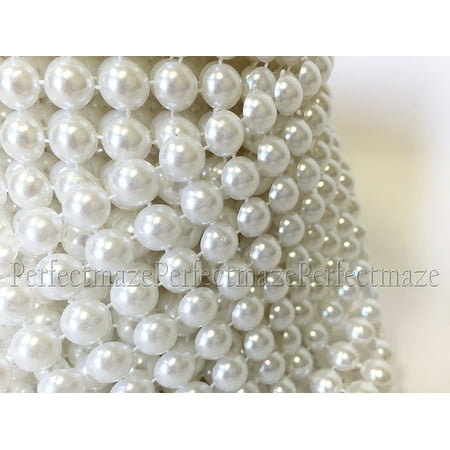 Beaded Wedding Sampler - Perfectmaze Pearl Mesh Rhinestone Ribbon Wrap for Wedding, Party, and Events Decoration Various Sizes (8mm Bead 4.5