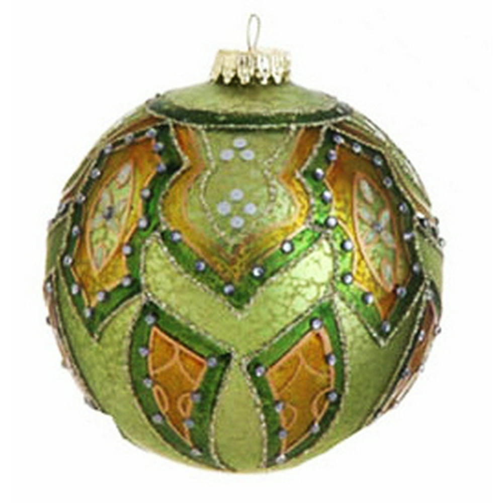 Raz Imports 4" Matte Jeweled Glittery Glass Ball Christmas Ornament
