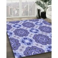 thumbnail image 3 of Ahgly Company Machine Washable Indoor Round Transitional Slate Blue Area Rugs, 3' Round, 3 of 7