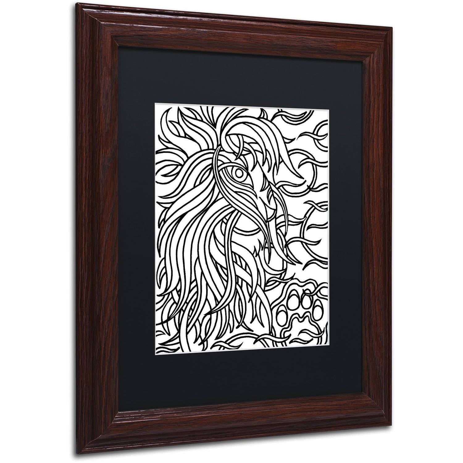 Trademark Fine Art "Lester the Lion" Canvas Art by Kathy G. Ahrens, Black Matte, Wood Frame