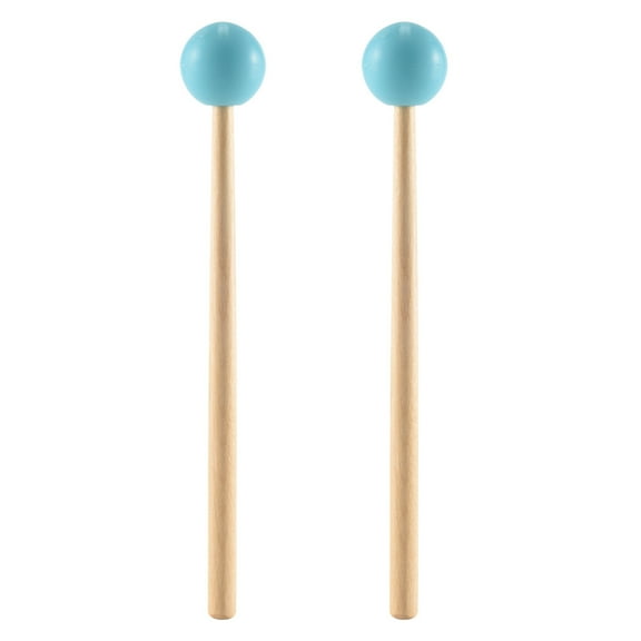 2Pcs Soft Rubber Head Sticks Wood Handle Bell Mallets for Glockenspiel Xylophone Bell Music Instruments Parts Green