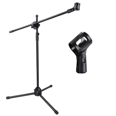 One Piece Boom Arm Adjustable Microphone Stand Boom Arm Mic Mount Quarter-turn Clutch Tripod Holder Audio Vocal Stage ()