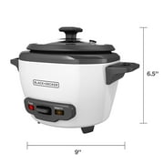 BLACK+DECKER Electric Rice Cookers, W/ Steaming Basket, White - Nonstick Interior, Dishwasher Safe Parts