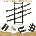thumbnail image 3 of IAJXWI 8-Tier Sword Stands Wall Mounted, Samurai Sword Holder for Katana Wakizashi Fishing Rods, Black, 3 of 9