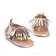Baby Girl Sandals 0-12M US Stock Newborn Baby Girl Anti-Slip Soft Sole Tassel Moccasin Sandal