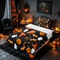 thumbnail image 3 of Homewish Halloween Ghost Bat Twin Sheets, Cute Witch Hat Cat Bedding, Black Orange, 3-Piece (1 Flat Sheet, 1 Fitted Sheet and 1 Pillowcase), 3 of 6