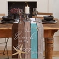 thumbnail image 2 of Table Runner Dresser Scarves 90 Inch Long, Marine Ocean Starfish and Beach Quote Linen Dining Table Runners Colorful Rural Farm Wood Barn Tabletop Scarf for Wedding Holiday Party Kitchen, 2 of 7