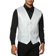thumbnail image 1 of Chaleco de lentejuelas INSPIRE CHIC para hombres, sin mangas, con cuello en V, estilo disco, brillante, color blanco, 1 of 5