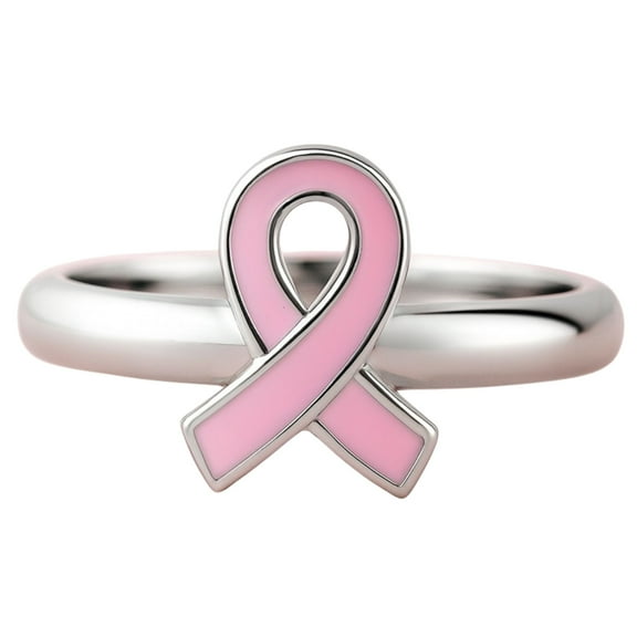 Hope Ring Pink Ribbon Steel Breast Cancer Awareness Womens Ginger Lyne Collection